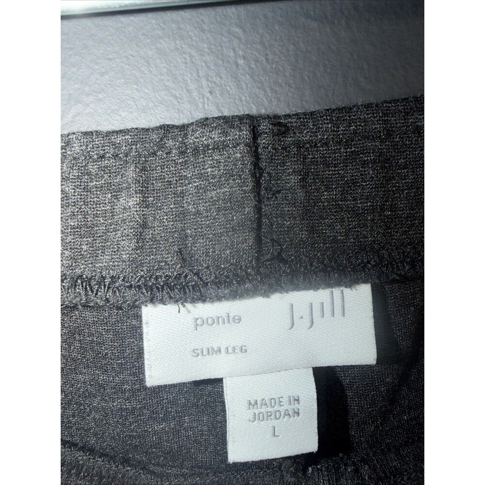 J. Jill Ponte Pants Slim Leg Large Gray Knit Trousers Teacher Casual Stretch - Picture 2 of 3
